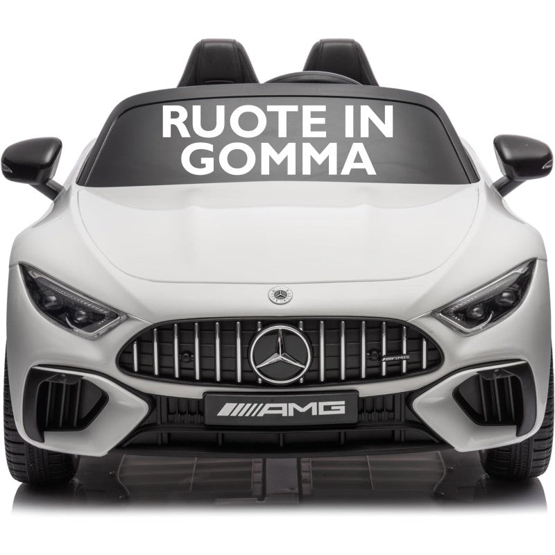 Mercedes SL 63 AMG Auto Elettrica 12V Macchina per Bambini 2 Posti con Sedile in Pelle Telecomando Bluetooth Ruote in Gomma - Bianco