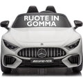 Mercedes SL 63 AMG Auto Elettrica 12V Macchina per Bambini 2 Posti con Sedile in Pelle Telecomando Bluetooth Ruote in Gomma – Variante Bianco