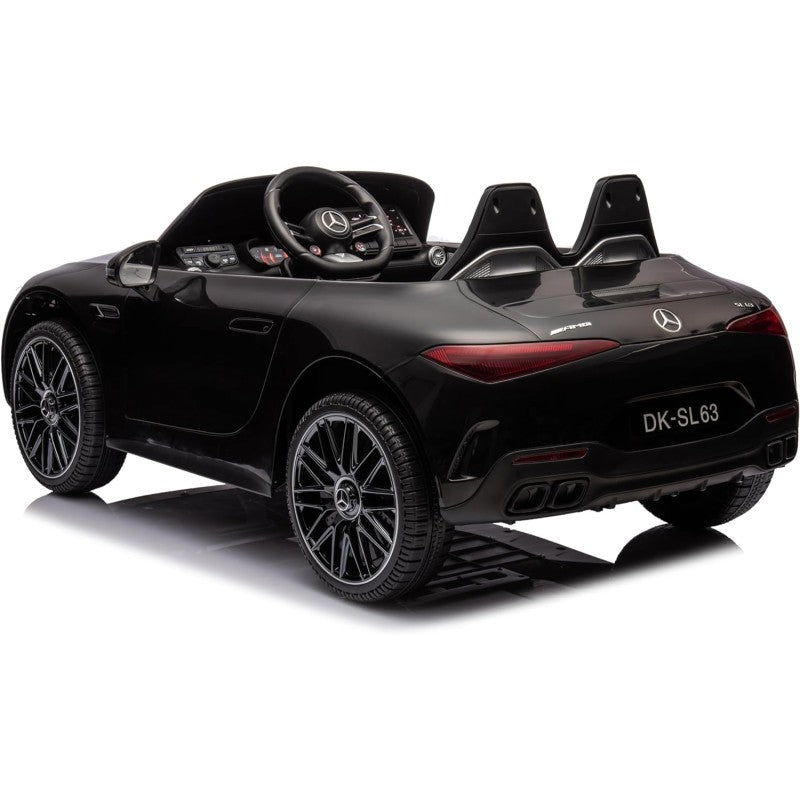 Mercedes SL 63 AMG Auto Elettrica 12V Macchina per Bambini 2 Posti con Sedile in Pelle Telecomando Bluetooth Ruote in Gomma – Variante Nero