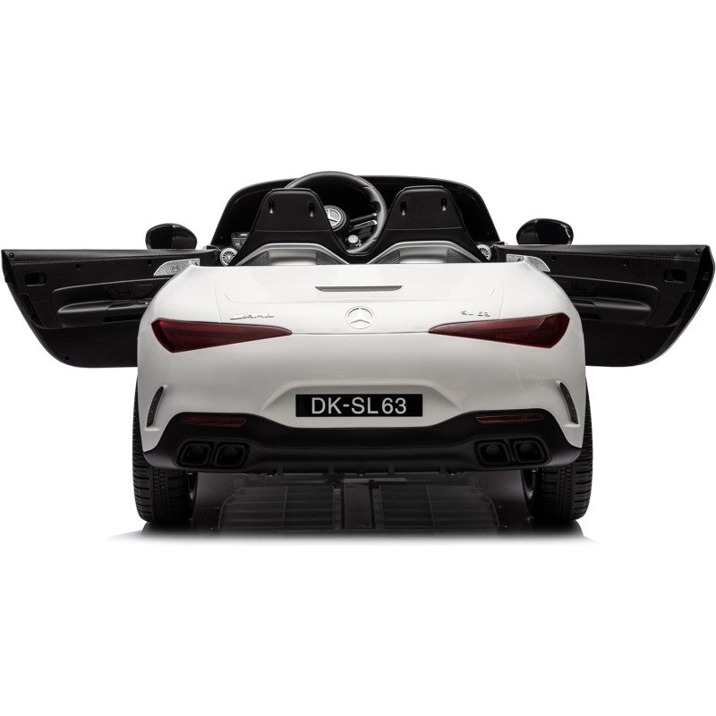 Mercedes SL 63 AMG Auto Elettrica 12V Macchina per Bambini 2 Posti con Sedile in Pelle Telecomando Bluetooth Ruote in Gomma – Variante Bianco