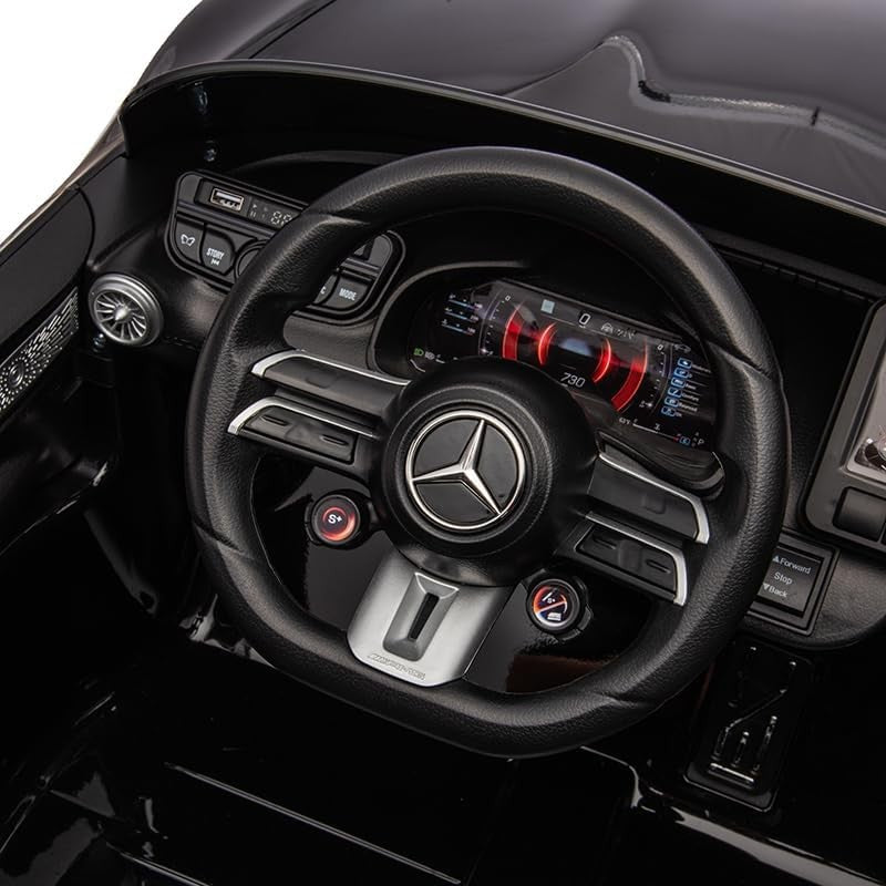 Mercedes SL 63 AMG Auto Elettrica 12V Macchina per Bambini 2 Posti con Sedile in Pelle Telecomando Bluetooth Ruote in Gomma – Variante Nero