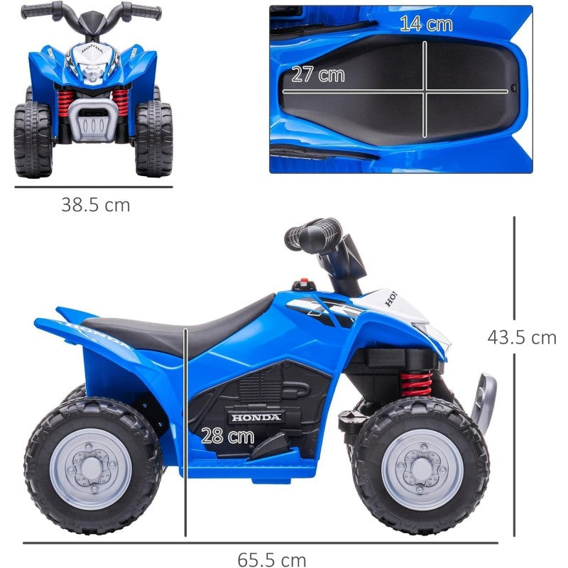 Mini Quad elettrico per bambini con Licenza Ufficiale Honda TRX250X 6V con Luci a LED e Suoni integrati – Variante Blu