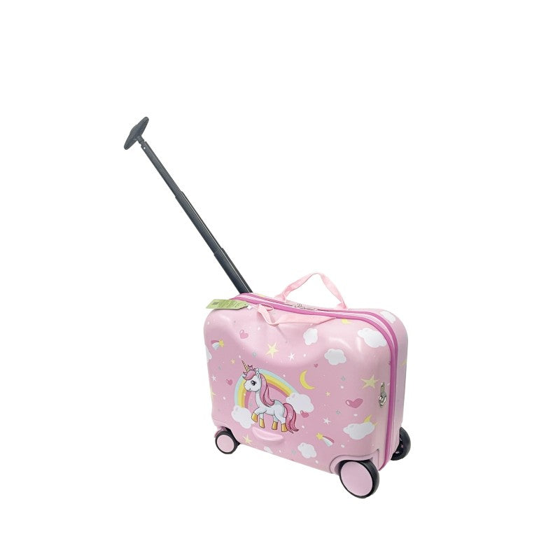 MonTravel Valigia Trolley Unicorno Cavalcabile per Bambini con Asta Telescopica Poggiapiedi e Zainetto MT-025 Horse
