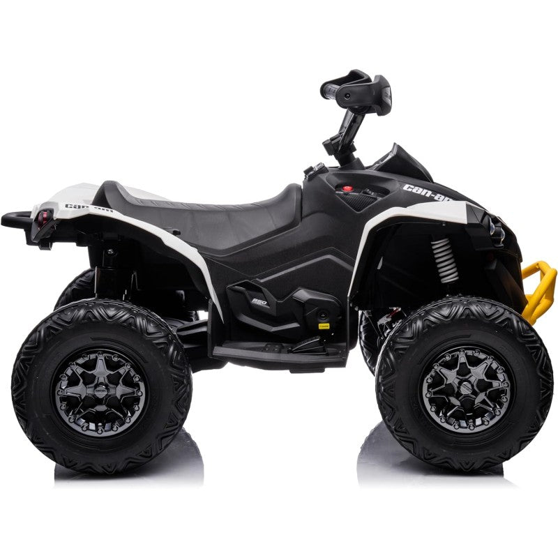 Super Quad con Licenza Ufficiale Can-Am Renegade 12V ATV con Sedile in Pelle Telecomando Ammortizzatori e Cinture di Sicurezza – Variante Bianco