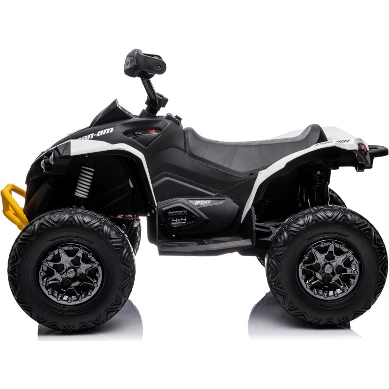 Super Quad con Licenza Ufficiale Can-Am Renegade 12V ATV con Sedile in Pelle Telecomando Ammortizzatori e Cinture di Sicurezza – Variante Bianco