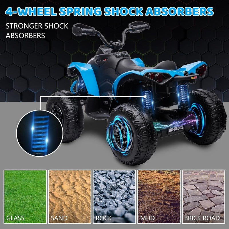 Super Quad con Licenza Ufficiale Can-Am Renegade 12V ATV con Sedile in Pelle Telecomando Ammortizzatori e Cinture di Sicurezza – Variante Blu