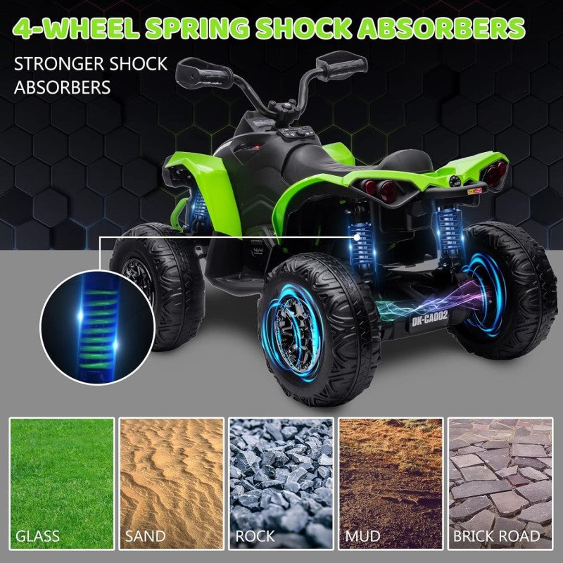 Super Quad con Licenza Ufficiale Can-Am Renegade 12V ATV con Sedile in Pelle Telecomando Ammortizzatori e Cinture di Sicurezza – Variante Verde