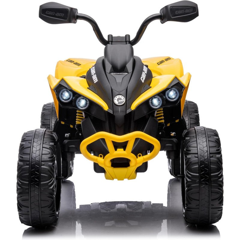 Super Quad con Licenza Ufficiale Can-Am Renegade 12V ATV con Sedile in Pelle Telecomando Ammortizzatori e Cinture di Sicurezza – Variante Giallo