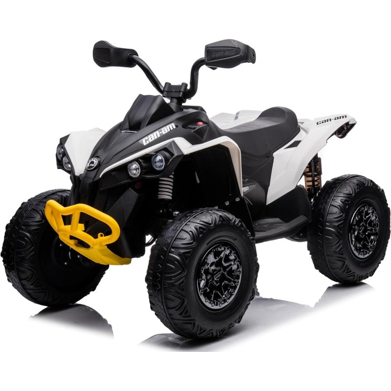 Super Quad con Licenza Ufficiale Can-Am Renegade 12V ATV con Sedile in Pelle Telecomando Ammortizzatori e Cinture di Sicurezza – Variante Bianco