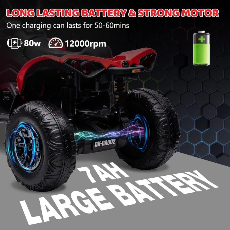 Super Quad con Licenza Ufficiale Can-Am Renegade 12V ATV con Sedile in Pelle Telecomando Ammortizzatori e Cinture di Sicurezza – Variante Rosso
