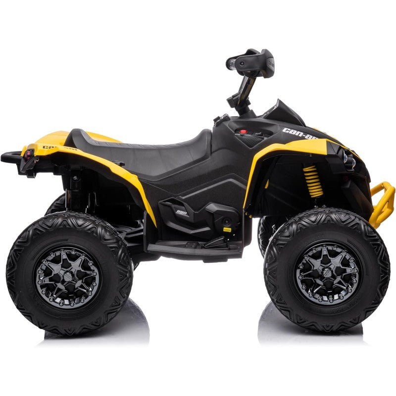 Super Quad con Licenza Ufficiale Can-Am Renegade 12V ATV con Sedile in Pelle Telecomando Ammortizzatori e Cinture di Sicurezza – Variante Giallo