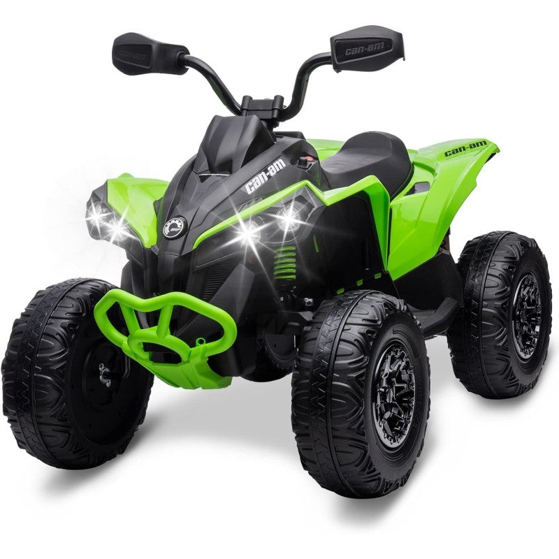 Super Quad con Licenza Ufficiale Can-Am Renegade 12V ATV con Sedile in Pelle Telecomando Ammortizzatori e Cinture di Sicurezza - Verde