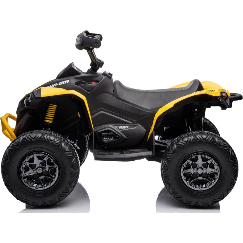 Super Quad con Licenza Ufficiale Can-Am Renegade 12V ATV con Sedile in Pelle Telecomando Ammortizzatori e Cinture di Sicurezza – Variante Giallo