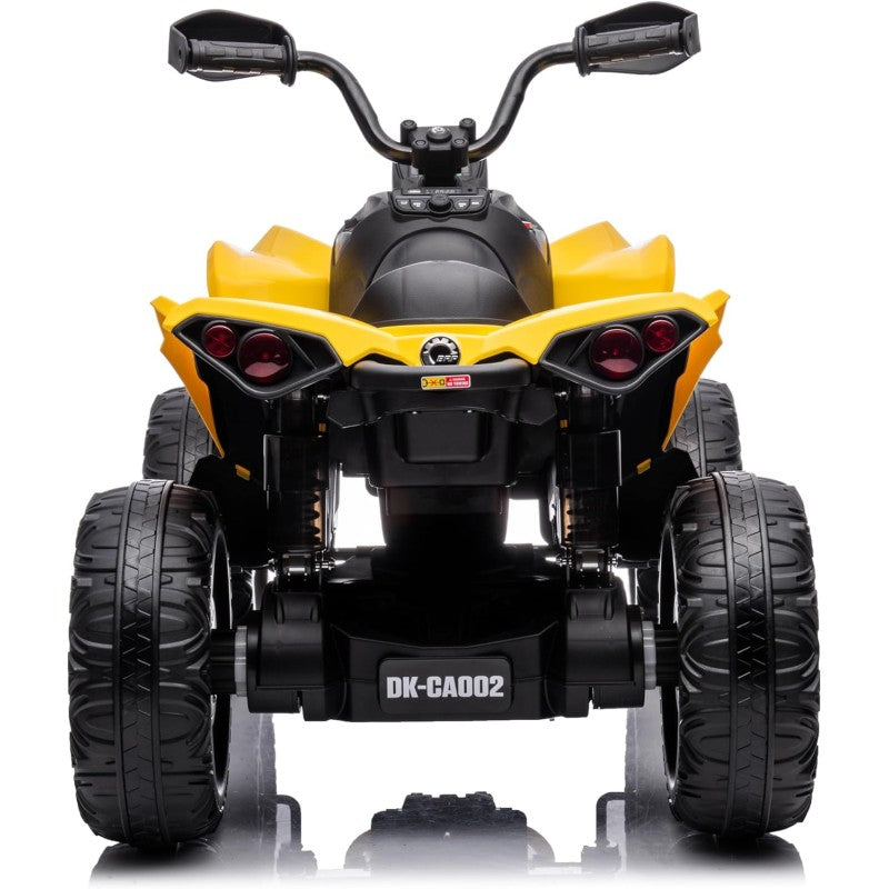 Super Quad con Licenza Ufficiale Can-Am Renegade 12V ATV con Sedile in Pelle Telecomando Ammortizzatori e Cinture di Sicurezza – Variante Giallo