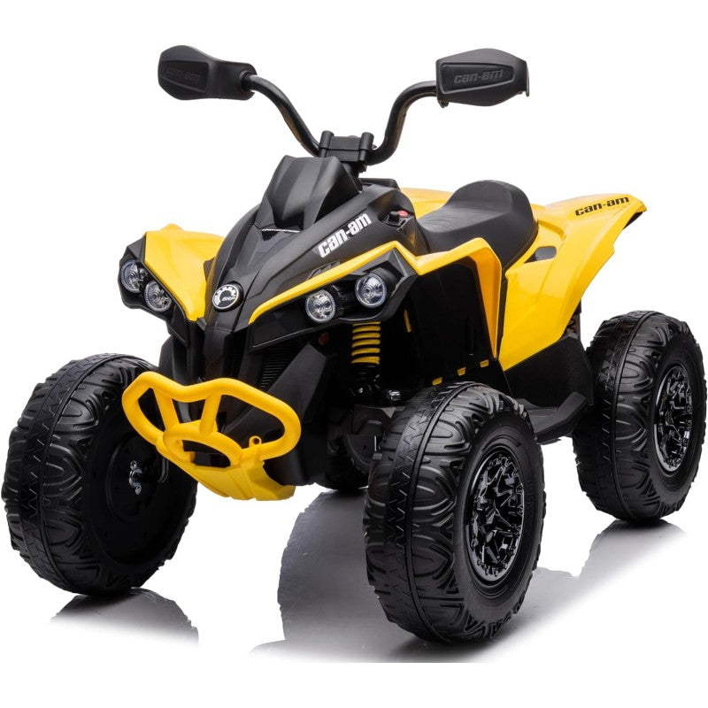 Super Quad con Licenza Ufficiale Can-Am Renegade 12V ATV con Sedile in Pelle Telecomando Ammortizzatori e Cinture di Sicurezza - Giallo
