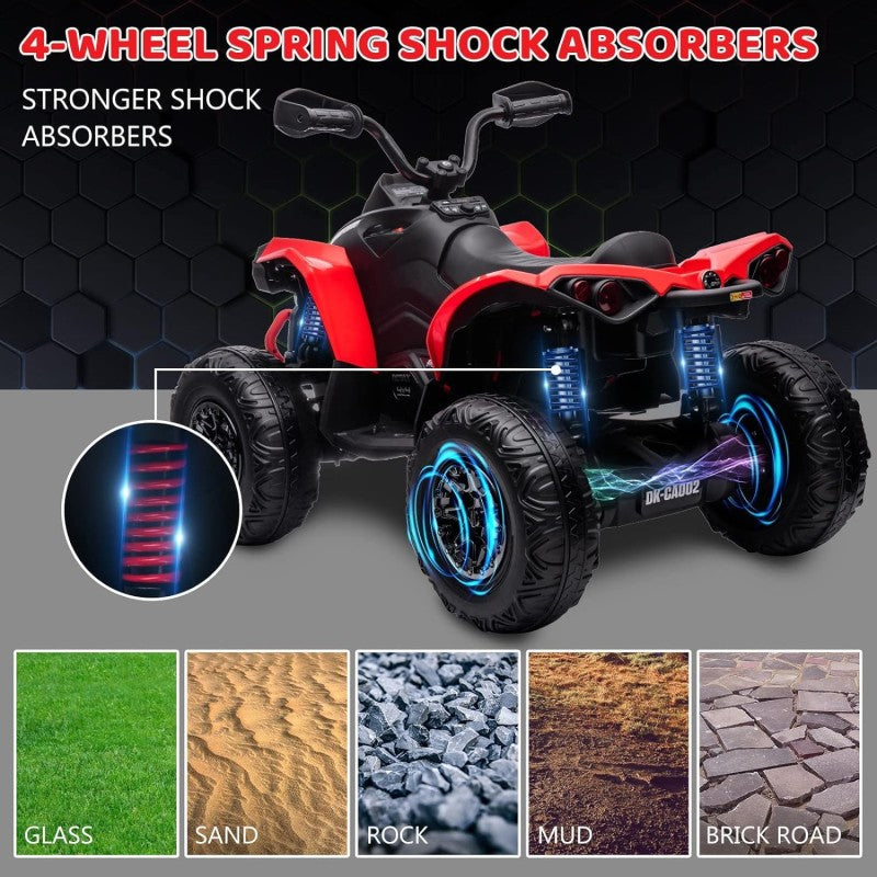 Super Quad con Licenza Ufficiale Can-Am Renegade 12V ATV con Sedile in Pelle Telecomando Ammortizzatori e Cinture di Sicurezza – Variante Rosso