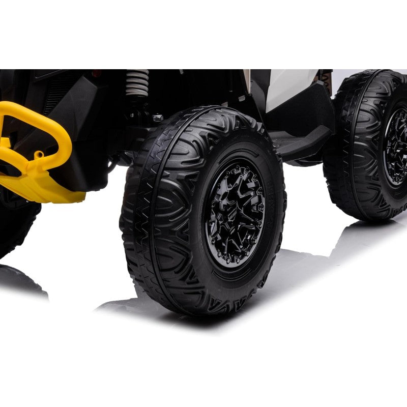 Super Quad con Licenza Ufficiale Can-Am Renegade 12V ATV con Sedile in Pelle Telecomando Ammortizzatori e Cinture di Sicurezza – Variante Bianco