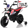 Moto Elettrica per bambini 12V Cross Aprilia RX125 con Ruote in Gomma Sedile in pelle Doppio Motore Rotelle Luci e Suoni – Variante Bianco