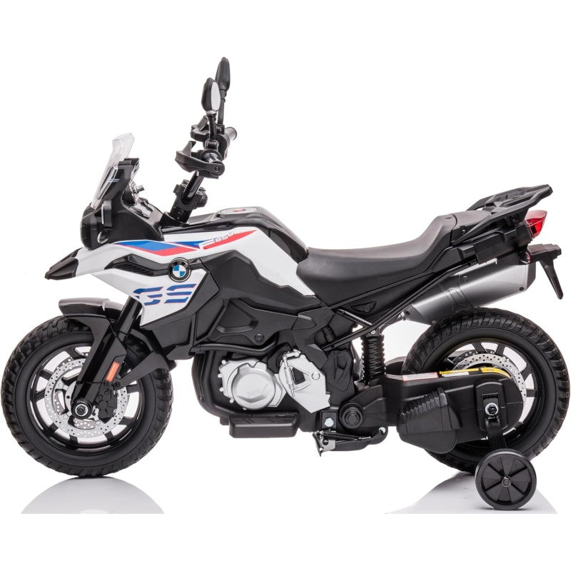 Moto Elettrica per Bambini BMW F 850 GS 12V Motocicletta con Ruote in Gomma Luci LED MP3 Suoni Rotelle Removibili Sospensioni – Variante Bianco