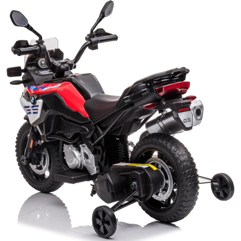 Moto Elettrica per Bambini BMW F 850 GS 12V Motocicletta con Ruote in Gomma Luci LED MP3 Suoni Rotelle Removibili Sospensioni – Variante Rosso