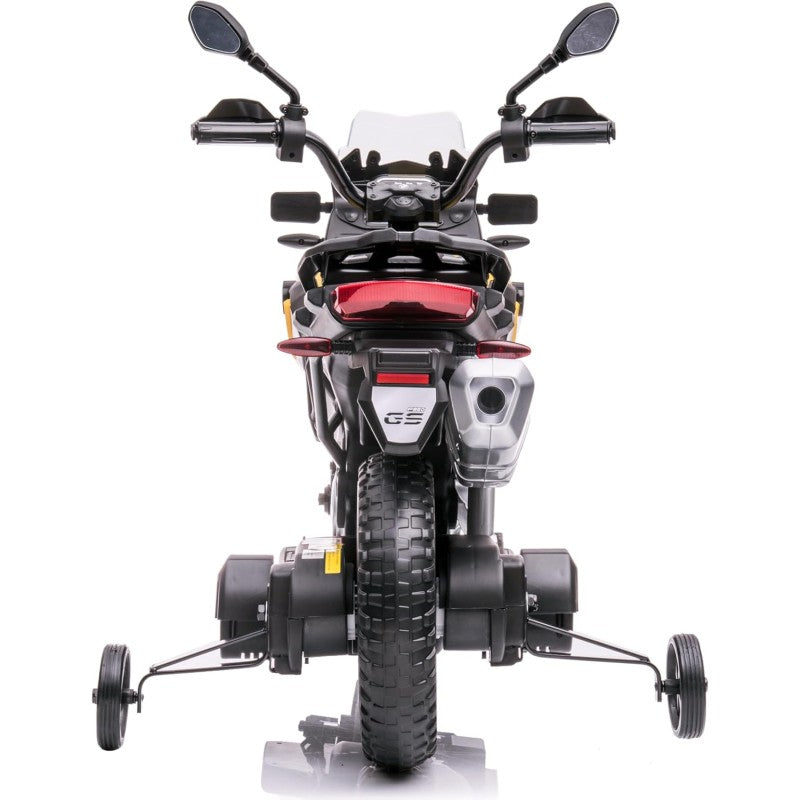 Moto Elettrica per Bambini BMW F 850 GS 12V Motocicletta con Ruote in Gomma Luci LED MP3 Suoni Rotelle Removibili Sospensioni – Variante Giallo