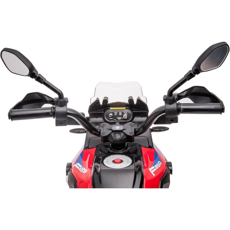 Moto Elettrica per Bambini BMW F 850 GS 12V Motocicletta con Ruote in Gomma Luci LED MP3 Suoni Rotelle Removibili Sospensioni – Variante Rosso