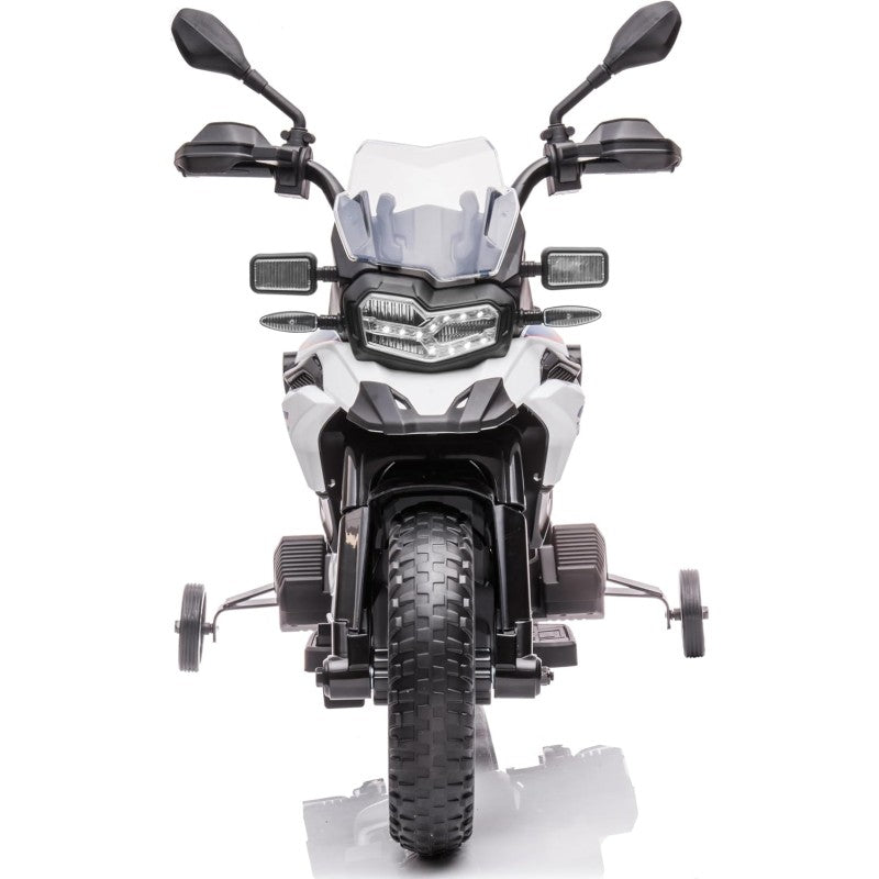 Moto Elettrica per Bambini BMW F 850 GS 12V Motocicletta con Ruote in Gomma Luci LED MP3 Suoni Rotelle Removibili Sospensioni – Variante Bianco