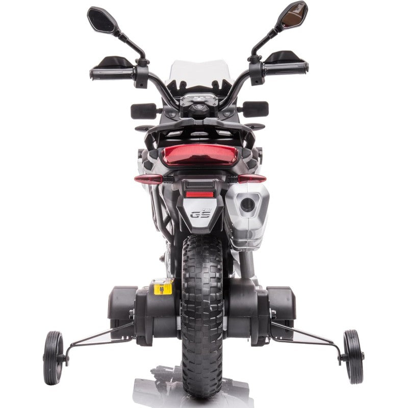 Moto Elettrica per Bambini BMW F 850 GS 12V Motocicletta con Ruote in Gomma Luci LED MP3 Suoni Rotelle Removibili Sospensioni – Variante Bianco