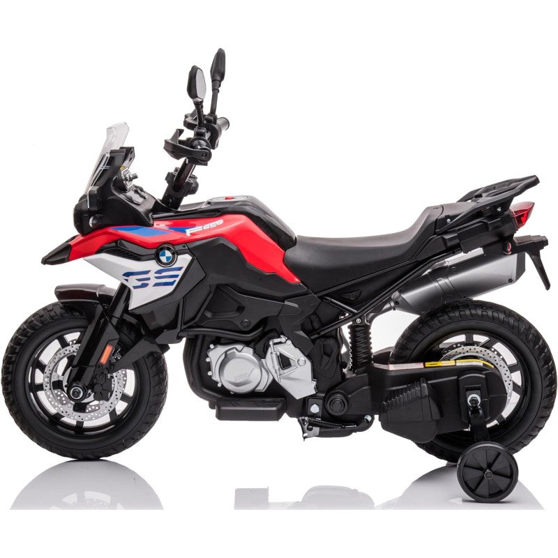 Moto Elettrica per Bambini BMW F 850 GS 12V Motocicletta con Ruote in Gomma Luci LED MP3 Suoni Rotelle Removibili Sospensioni – Variante Rosso