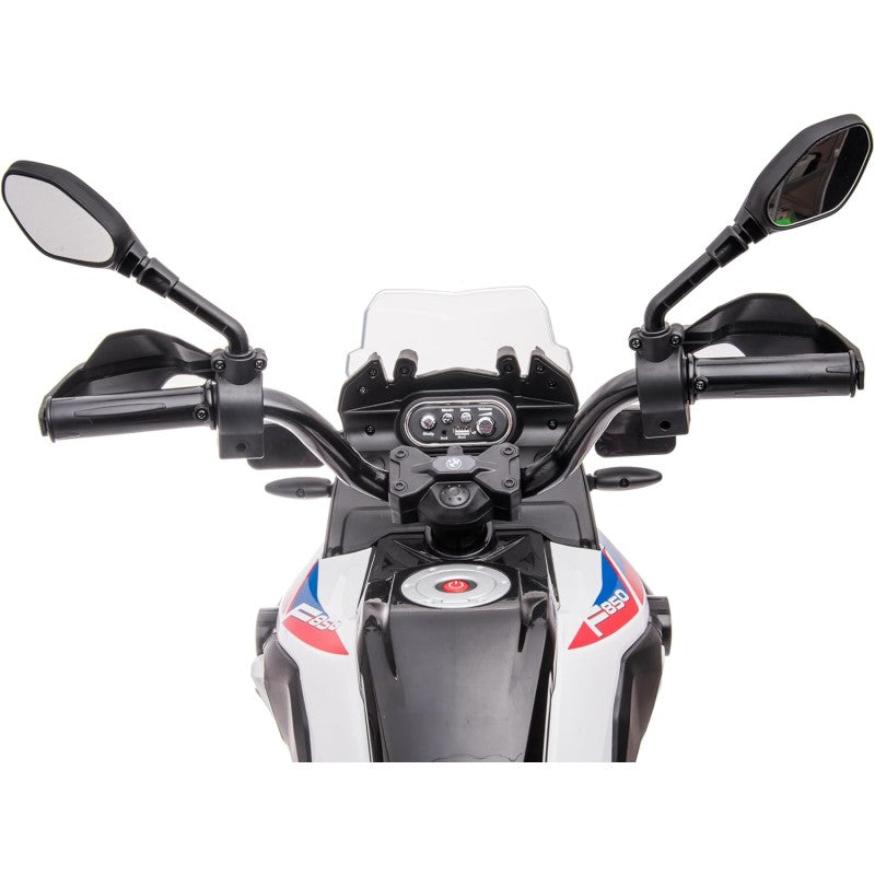 Moto Elettrica per Bambini BMW F 850 GS 12V Motocicletta con Ruote in Gomma Luci LED MP3 Suoni Rotelle Removibili Sospensioni – Variante Bianco