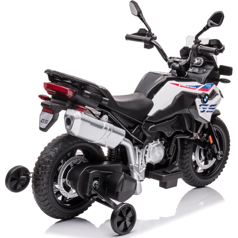 Moto Elettrica per Bambini BMW F 850 GS 12V Motocicletta con Ruote in Gomma Luci LED MP3 Suoni Rotelle Removibili Sospensioni – Variante Bianco