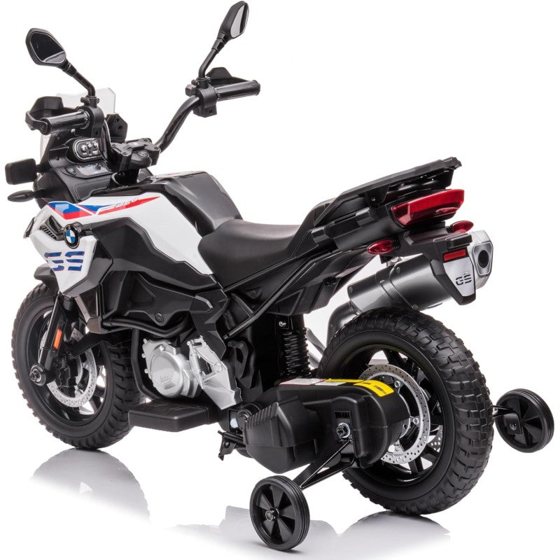 Moto Elettrica per Bambini BMW F 850 GS 12V Motocicletta con Ruote in Gomma Luci LED MP3 Suoni Rotelle Removibili Sospensioni – Variante Bianco