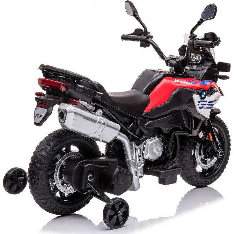 Moto Elettrica per Bambini BMW F 850 GS 12V Motocicletta con Ruote in Gomma Luci LED MP3 Suoni Rotelle Removibili Sospensioni – Variante Rosso