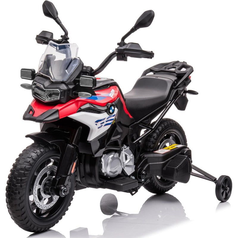 Moto Elettrica per Bambini BMW F 850 GS 12V Motocicletta con Ruote in Gomma Luci LED MP3 Suoni Rotelle Removibili Sospensioni - Rosso