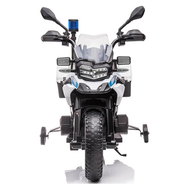 Moto Elettrica per Bambini BMW F850 GS 12V Police Edition con Luci LED MP3 Sirena Bauletto e Rotelle