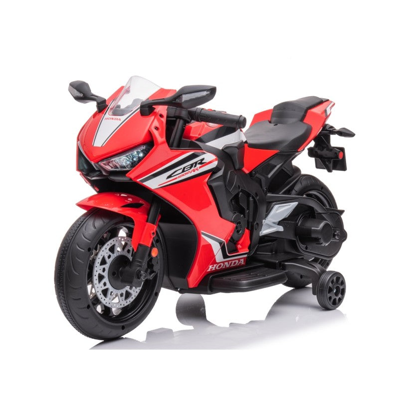 Moto elettrica per bambini Honda CBR 1000 12V con accelleratore a pedale con Luci a LED e Suoni integrati - Rosso