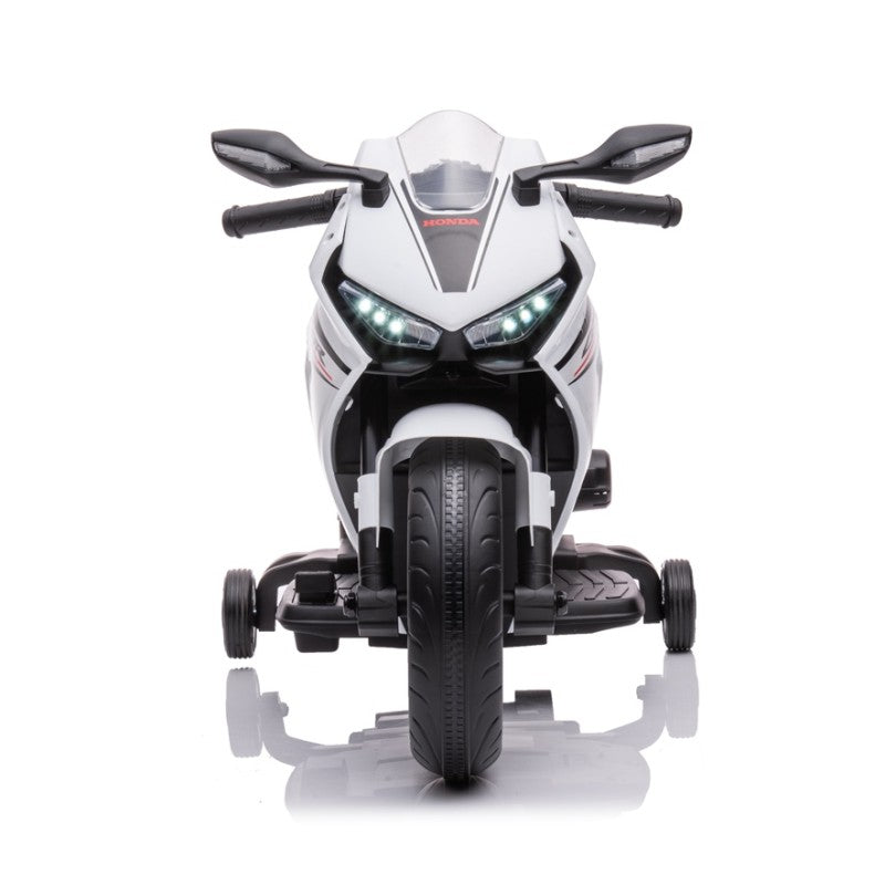 Moto elettrica per bambini Honda CBR 1000 12V con accelleratore a pedale con Luci a LED e Suoni integrati – Variante Bianco