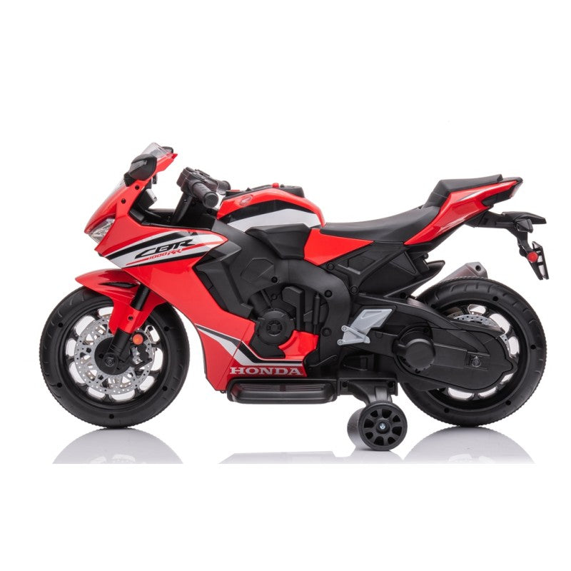 Moto elettrica per bambini Honda CBR 1000 12V con accelleratore a pedale con Luci a LED e Suoni integrati – Variante Rosso