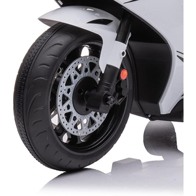 Moto elettrica per bambini Honda CBR 1000 12V con accelleratore a pedale con Luci a LED e Suoni integrati – Variante Bianco