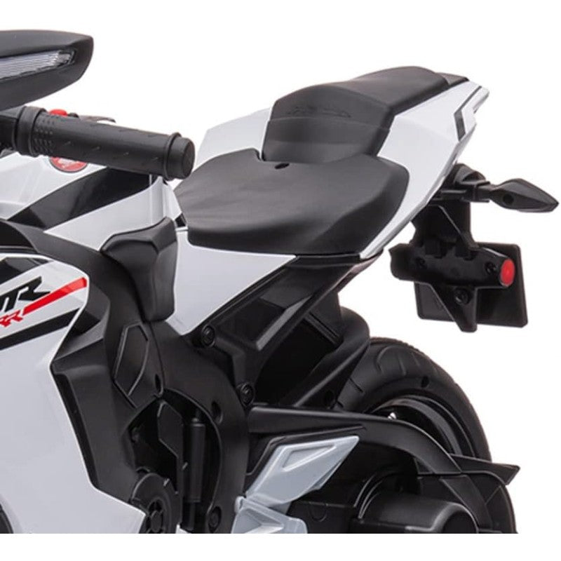 Moto elettrica per bambini Honda CBR 1000 12V con accelleratore a pedale con Luci a LED e Suoni integrati – Variante Bianco