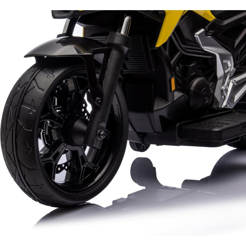 Moto Elettrica per Bambini Honda NC750X 12V Motocicletta con MP3 Accelleratore a Pedale Luci a LED e Suoni Integrati – Variante Giallo