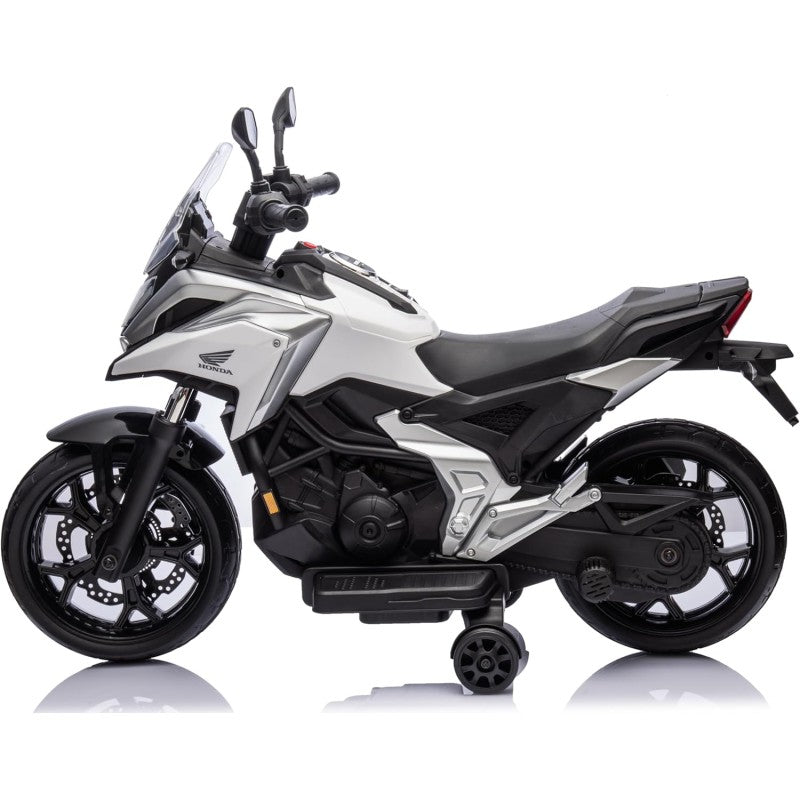 Moto Elettrica per Bambini Honda NC750X 12V Motocicletta con MP3 Accelleratore a Pedale Luci a LED e Suoni Integrati – Variante Bianco