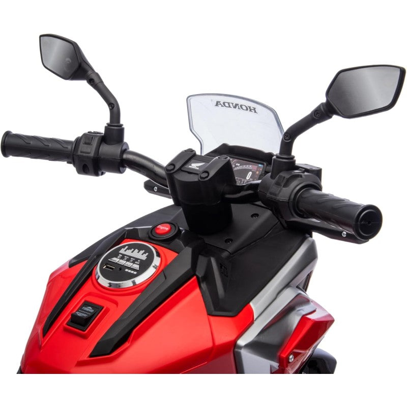 Moto Elettrica per Bambini Honda NC750X 12V Motocicletta con MP3 Accelleratore a Pedale Luci a LED e Suoni Integrati – Variante Rosso