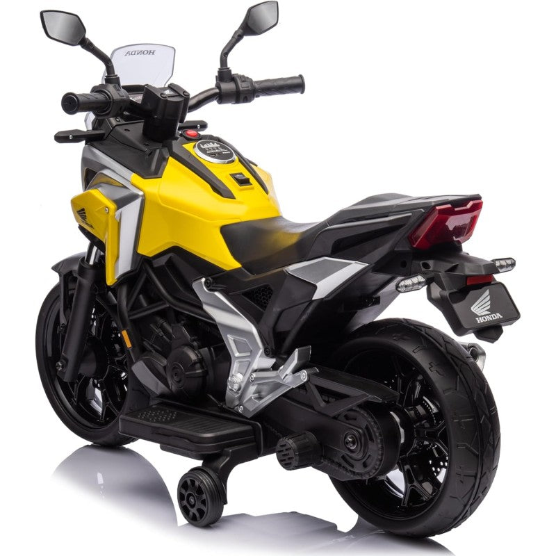 Moto Elettrica per Bambini Honda NC750X 12V Motocicletta con MP3 Accelleratore a Pedale Luci a LED e Suoni Integrati – Variante Giallo