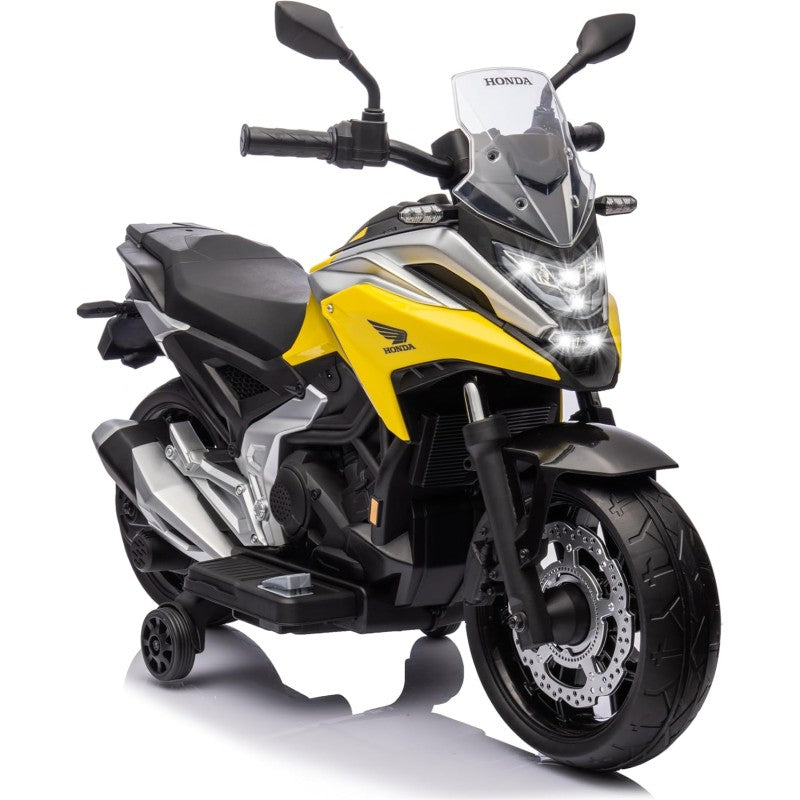 Moto Elettrica per Bambini Honda NC750X 12V Motocicletta con MP3 Accelleratore a Pedale Luci a LED e Suoni Integrati – Variante Giallo