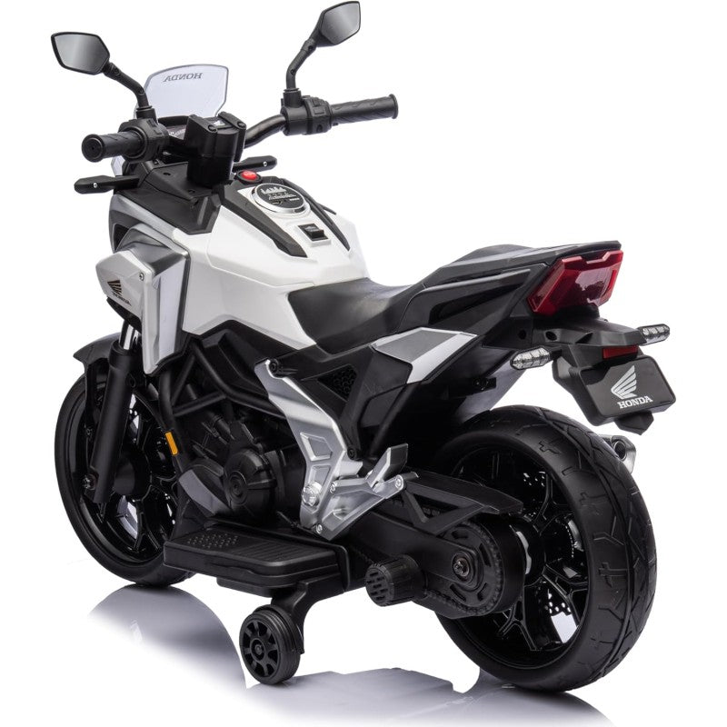 Moto Elettrica per Bambini Honda NC750X 12V Motocicletta con MP3 Accelleratore a Pedale Luci a LED e Suoni Integrati – Variante Bianco