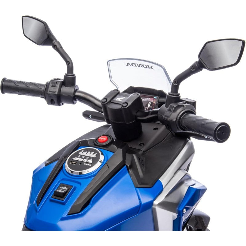 Moto Elettrica per Bambini Honda NC750X 12V Motocicletta con MP3 Accelleratore a Pedale Luci a LED e Suoni Integrati – Variante Blu