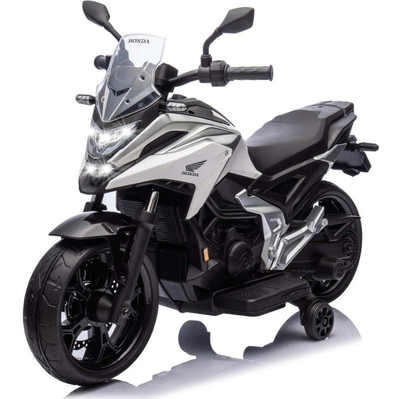 Moto Elettrica per Bambini Honda NC750X 12V Motocicletta con MP3 Accelleratore a Pedale Luci a LED e Suoni Integrati - Bianco