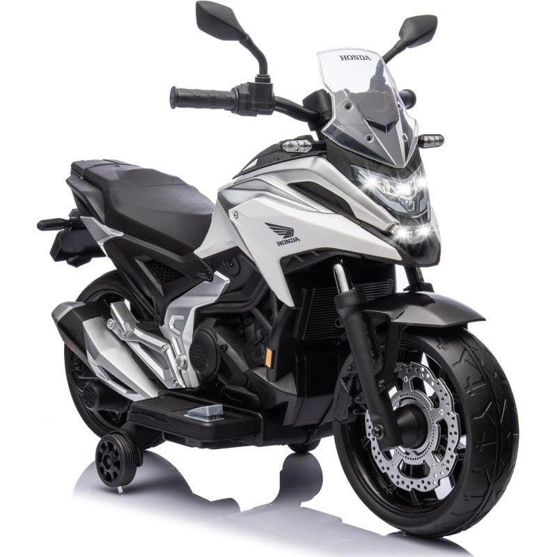 Moto Elettrica per Bambini Honda NC750X 12V Motocicletta con MP3 Accelleratore a Pedale Luci a LED e Suoni Integrati – Variante Bianco