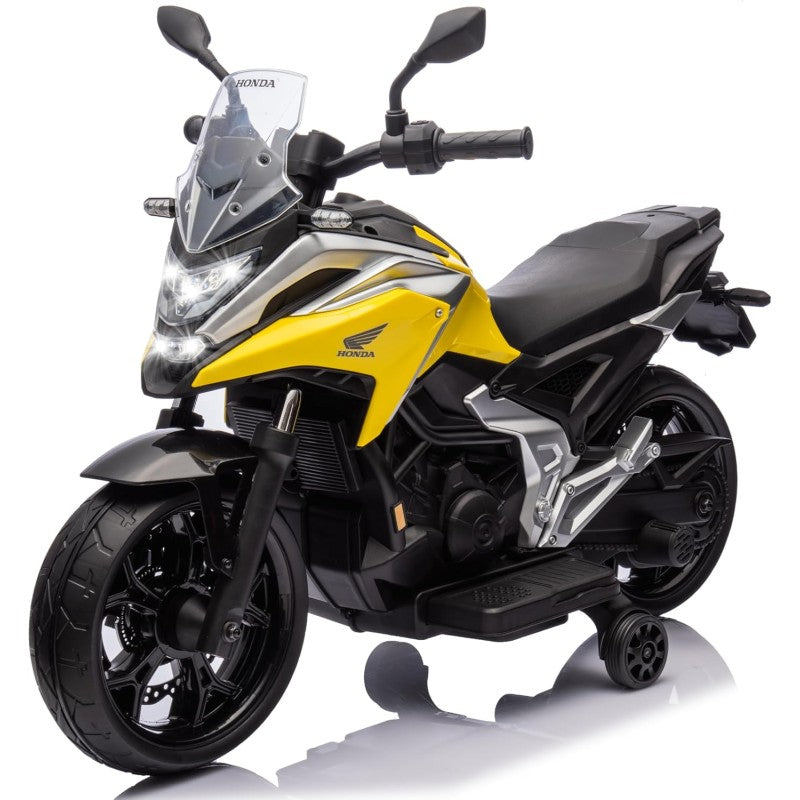 Moto Elettrica per Bambini Honda NC750X 12V Motocicletta con MP3 Accelleratore a Pedale Luci a LED e Suoni Integrati - Giallo